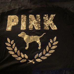 Rhinestone back black Pink tee